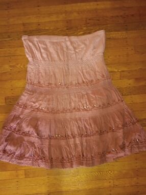 Strapless Tiered Rust Pink Skirted Dress